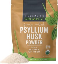 Viva Naturals Organic Psyllium Husk Powder 10 oz Fine Ground Unflavored BB 1/27