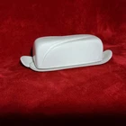 Vintage Frankoma Pottery 4K Bone White Ceramic Covered Butter Stick Dish