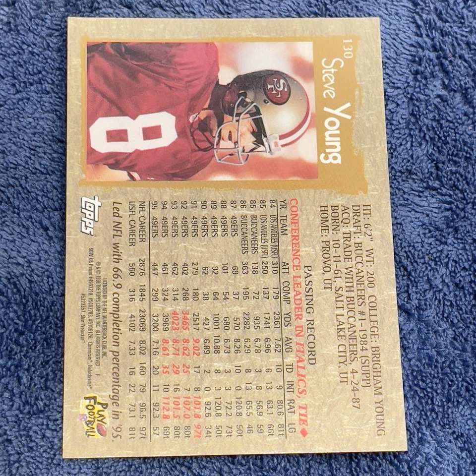 1996 Topps Chrome - Steve Young #130 Refractor - Image 2 of 2