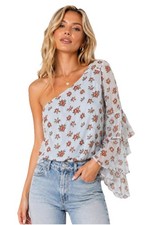 Lovers + Friends One Shoulder Floral Blouse B...