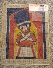 Vintage PALACE GUARD RUG Or WALL HANGING Latch Hooking CANVAS- 20" x 27" -1970's