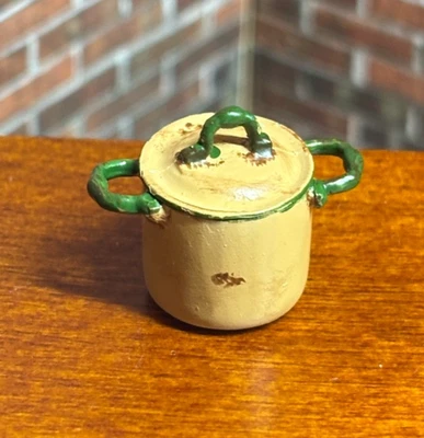 Dollhouse Miniature Small Gold Pot with Lid by Falcon Miniatures - Image 1 of 2