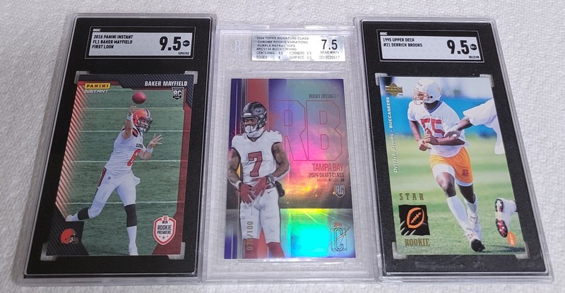 Baker Mayfield, Bucky Irving, Tom Brady, Buccaneers RC auto ref prizm SGC (39)
