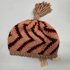Vintage Hansen Knits Women's Beanie Hat Creslan Acrylic Fiber OSFA Orange Tan