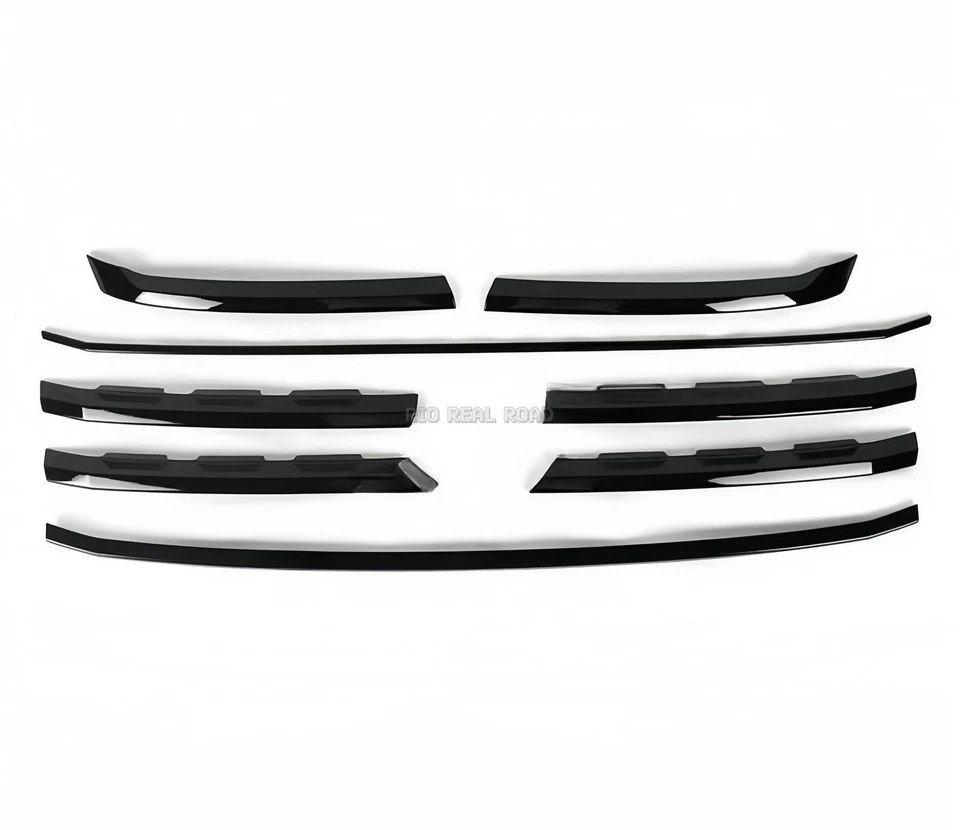 Parachoques delantero negro brillante para Volkswagen Atlas 2018-2019 tira de rejilla de malla Foto 3 de 4