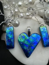Handmade Dichroic Glass Pendant - Pendant & Earring set!