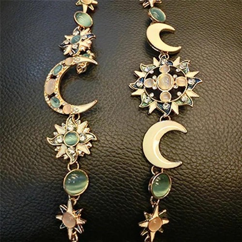 Fashion Bohemian Bracelet: Asymmetrical Sun, Moon, Star Design with Opal & Rhine - Picture 22 of 26