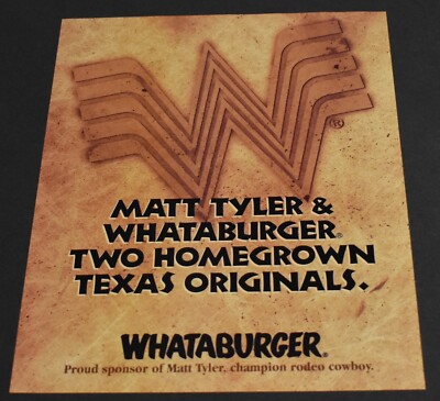 Matt Tyler Rodeo 1996 Print Ad Western Matt Tyler Whataburger Texas Champion Rodeo ...