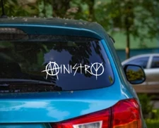 Ministry Car Decal Vinyl Band Logo Glossy Bumper Sticker Metal Industrial NIN