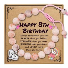 8th Birthday Bracelet Gift Set for 8-Year-Old Girls Adjustable Beaded Bracelets