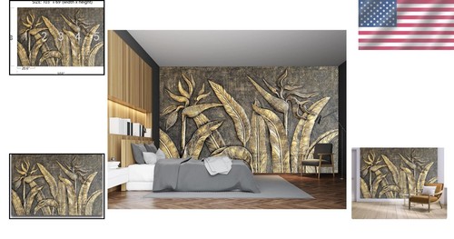 High-Quality 3D Silk Golden Bird of Paradise Mural - 103" x 69" Non-Pasted Decor - Picture 2 of 8