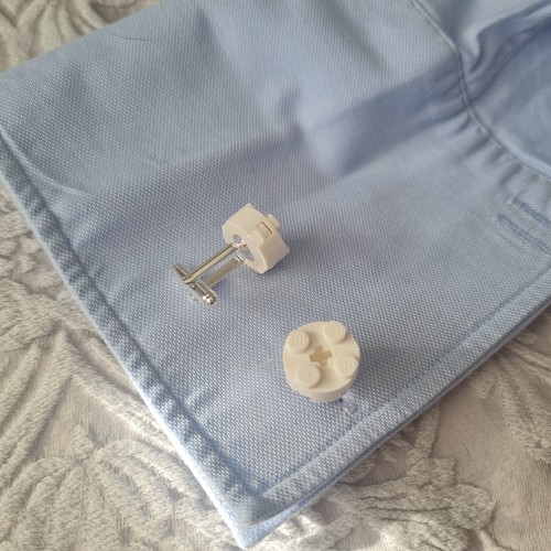 Lego Cufflinks Hand Made Birthday Wedding Gift Present Silver Plated Cuff Link - Picture 6 of 25