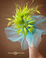 Lime Apple Green Fascinator Hat Royal Ascot Kentucky Derby Aqua Blue Del Mar