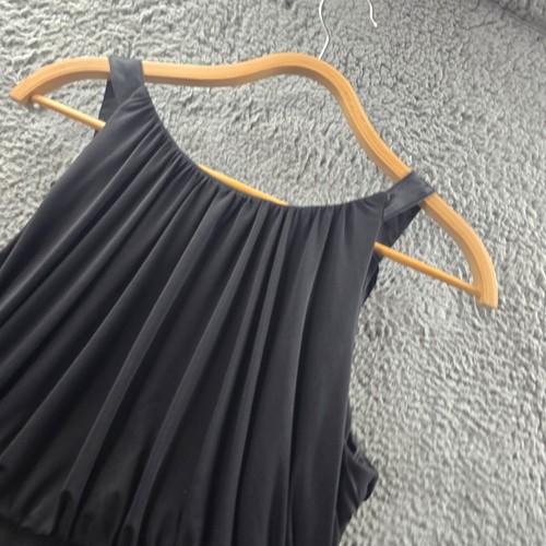 Vintage Diana Ferrari Womens A-line Dress Size 14 Black Stretch Knit Ruched - Picture 11 of 14