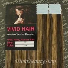 10pcs 18" Seamless Tape Skin Weft Human Hair Extensions Brown Dark Blonde 5/7W