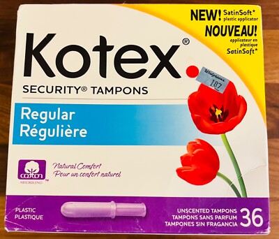 Kotex Security Tampons - Regular Absorbency  36 Count Sealed Plastic Unscented