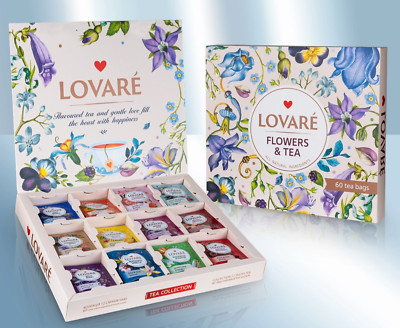 LOVARÉ Flowers Collection   60 Teebeutel   Geschenkbox    12 verschiedene Sorte