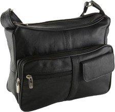 Women's Genuine Leather Cross Body Shoulder Strap Organizer Purse, (one Black 