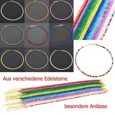 Edelstein Halskette Rodform 925 Sterling Silber Damen Collier 3x4mm Bailysbeads®