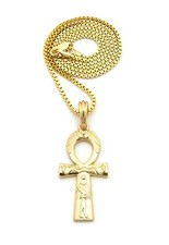 Egyptian Micro Polished Drawing Ankh Pendant 24" Various Chain Necklace XSP395