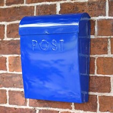 Dark Blue Contemporary Steel Wall Mounted Post Box Without Lock