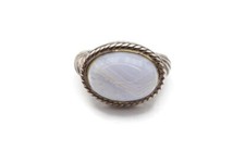 Sterling Silver 925 Lace Agate Filigree Ring Size 6