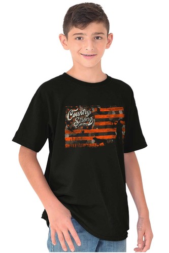 Country Strong Brand American Flag Soldier Youth Crewneck T Shirts Boy or Girl - Picture 4 of 7