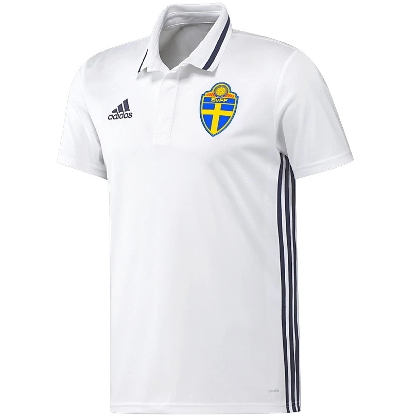 Adidas Sport Polo Shirt Hemd Kinder Tennis Outdoor Schweden Fitness weiss/blau - Bild 1 von 1