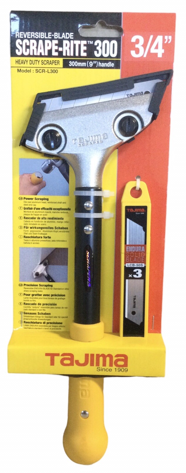 Tajima SCR-L300 Scrape-Rite 300 Heavy Duty Scraper W/ 9&rdquo; Handle 3/4&rdquo; Blade (T4)