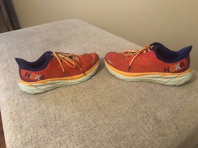 Hoka One One Clifton 8 Mens Size 11.5 D Orange Blue Running  display picture 1