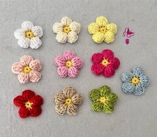 Fiori uncinetto, applicazioni, decorazioni fatti a mano, mini,appique, 5 pezzi