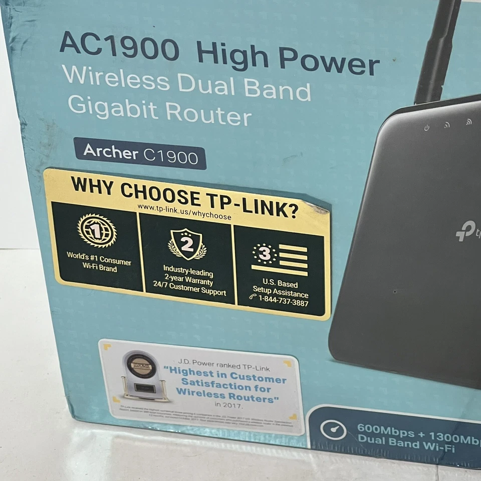 TP-Link AC1900 High Power Wireless Dual Band Gigabit Router (Archer C1900) NIB - Image 2 of 4