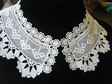 1880 Antique Italian combo collar hand needle Valsesiano,Filet darned net  lace