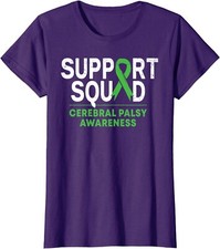 Support Squad Palsy Awareness Month CP Green Ribbon Ladies' Crewneck T-Shirt