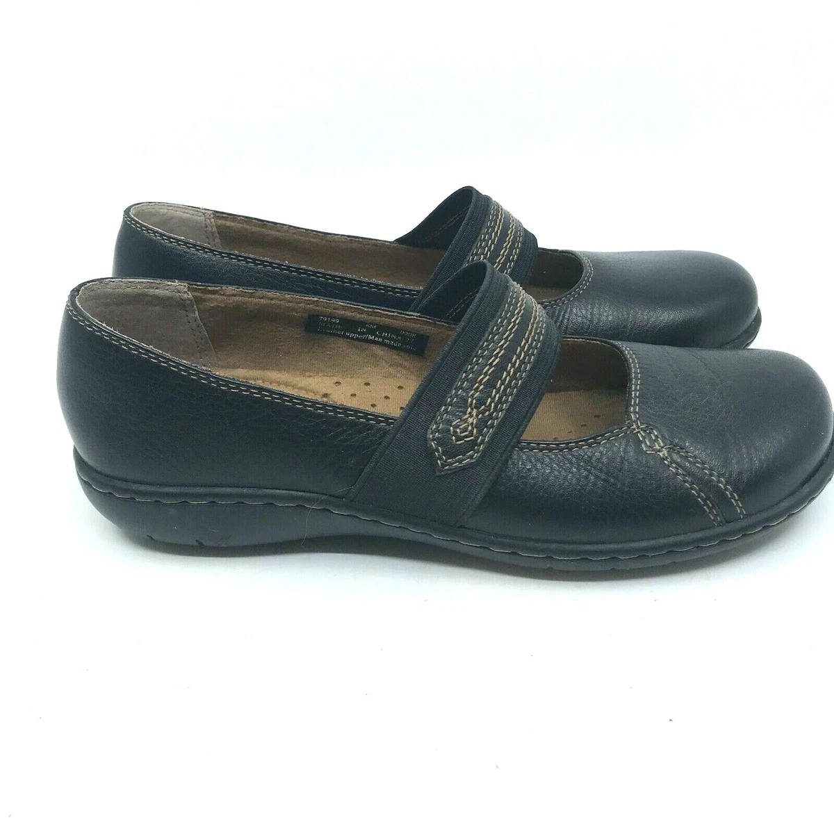 Clarks Active AIR Black Slip On Low Mary Jane Flat Shoes Women s Size 6 M 34