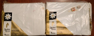 Vintage JC Penny Flat Fitted Sheet Fashion Manor White Double Bed Sheets Percale