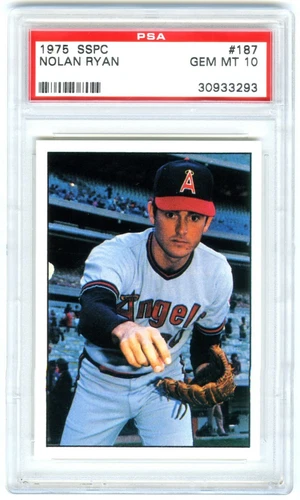 NOLAN RYAN~CALIFORNIA ANGELS (POP 540) 1975 SSPC PSA-10 GEM-MT BASEBALL CARD#187