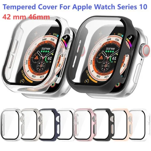 Hard PC Bumper Case +Tempered Glass Cover for Apple Watch Series 10 42mm 46mm - Picture 3 of 32