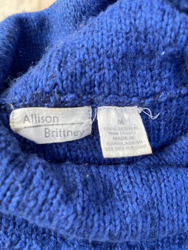 ALLISON BRITTNEY Blue Long Warm Turtleneck Sweater Dress Size M - Picture 3 of 5