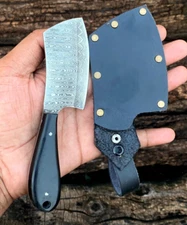 SHARDBLADE Custom Handmade Damascus Steel Hunting Mini Meat Cleaver Knife+SHEATH