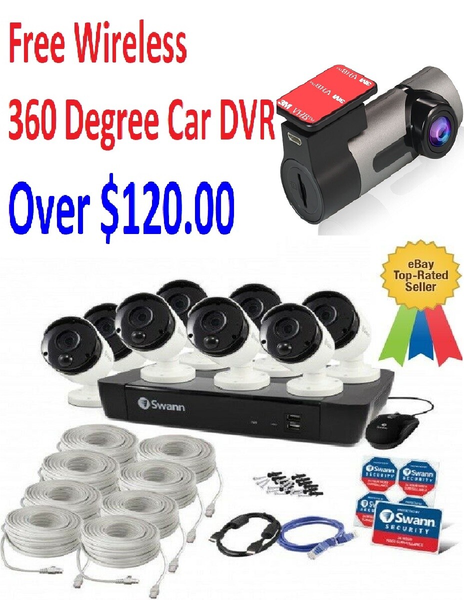 Swann NVR8 4K 2TB 8x 4K NHD-885MSB Cameras With 360 Degree Car DVR