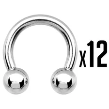 Wholesale of 12 Horseshoe Piercing Barbells 14G Surgical Steel 2 Length Options