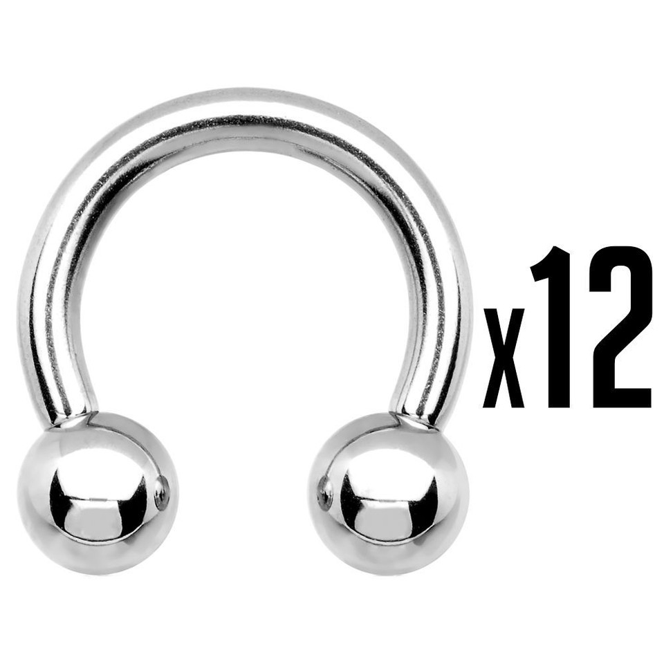 Wholesale of 12 Surgical Steel 10G Horseshoe Piercing Barbells 2 Length Options