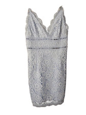Forever 21 Floral Lace Embroidery Knit Dress Size Small Baby Blue Party Elegant
