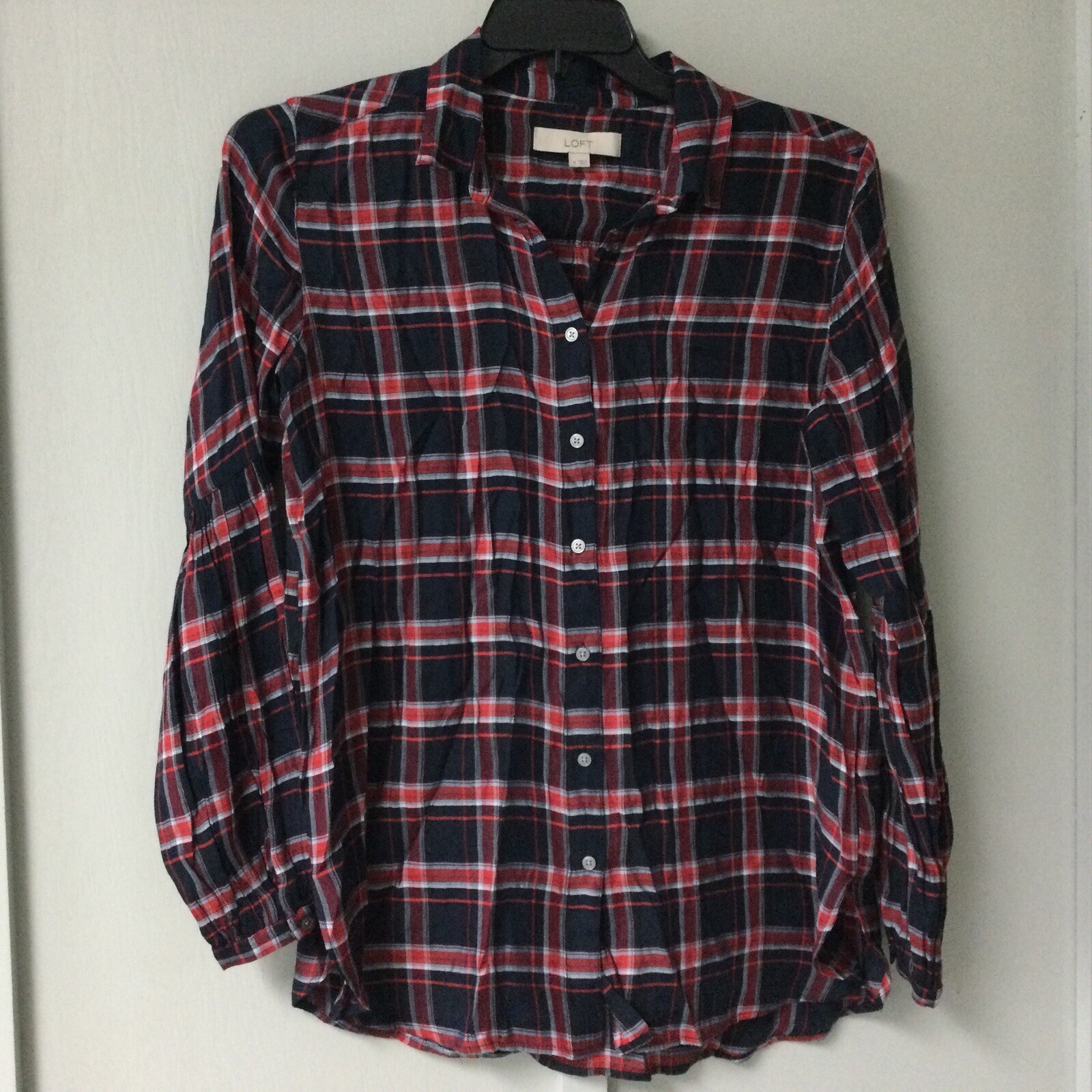 LOFT Plus Size Medium Plaid Button Down Blouse Lo… - image 6