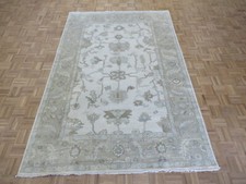6'2 x 9'3 Hand Knotted Ivory Gold Turkish Oushak Oriental Rug G8087