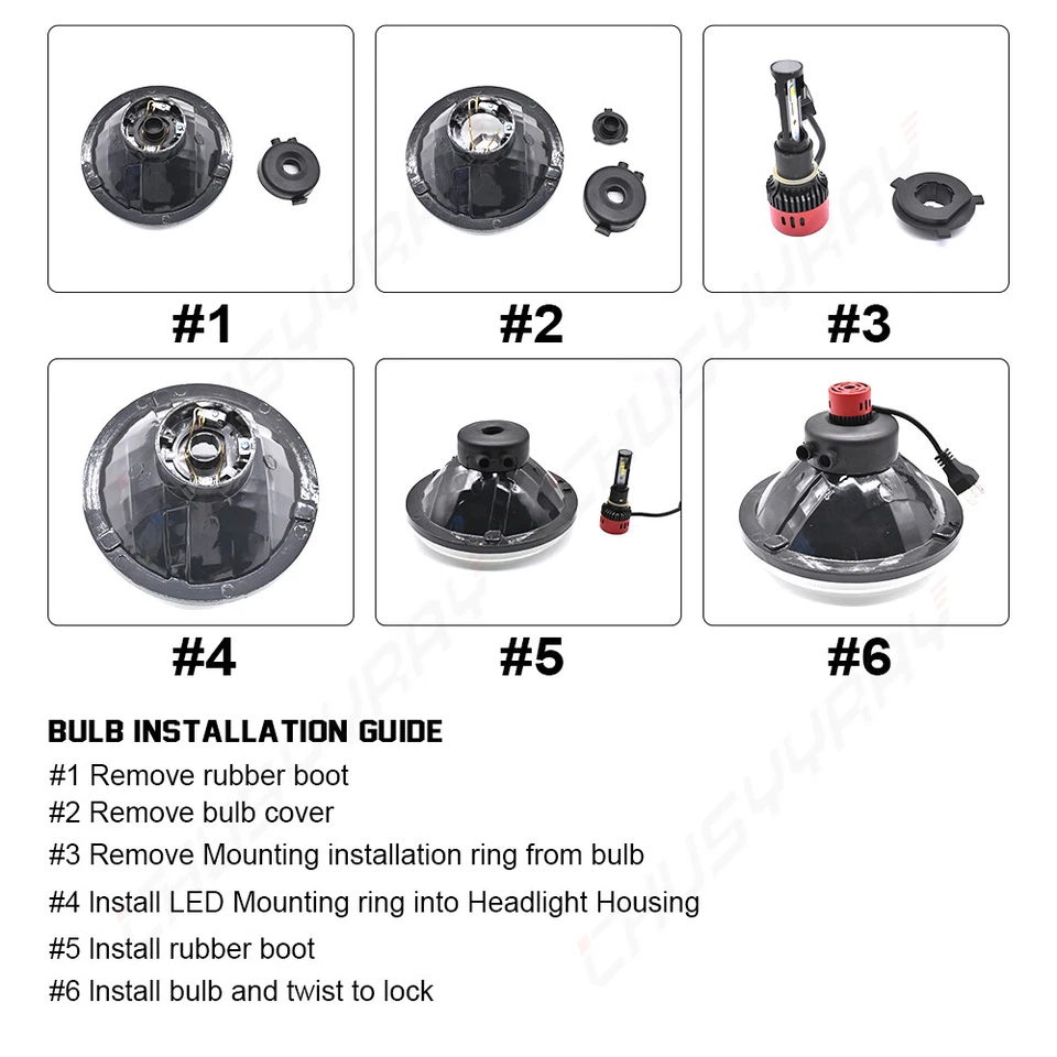 Par de faros LED redondos de 7" para Ford Mustang 1965~1978 Mach1 carcasa a cuadros Foto 2 de 4