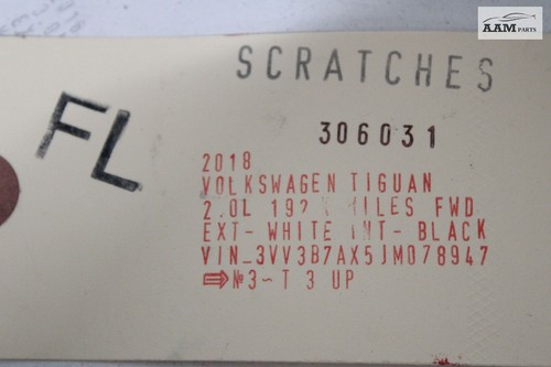 2018-2021 VOLKSWAGEN TIGUAN FRONT LEFT EXTERIOR DOOR HANDLE W/ BASE & CABLE OEM - Picture 8 of 8