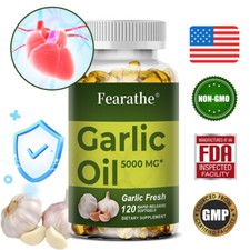 Natural Garlic Oil 30 To 120 Capsules Heart Health Support 5000mg