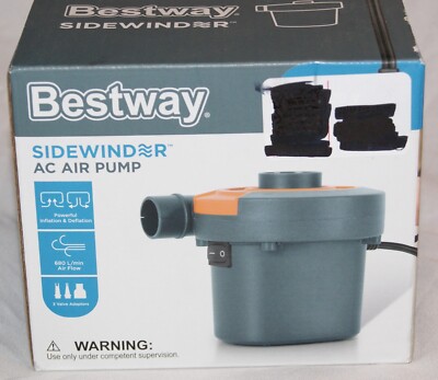 bestway sidewinder ac cord air pump new NIB 3 valve adapters inflate deflate